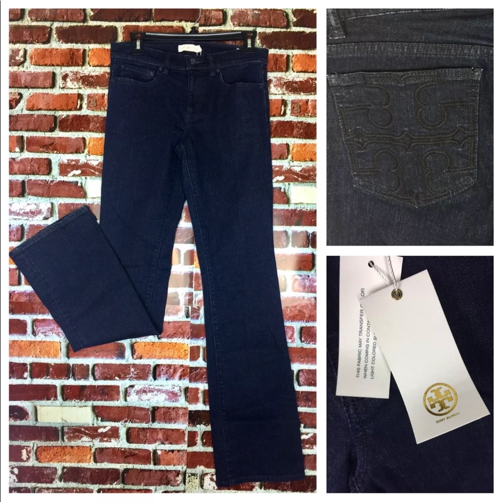 TORY BURCH CLASSIC TORY BOOT DARK BLUE JEAN WOMENS